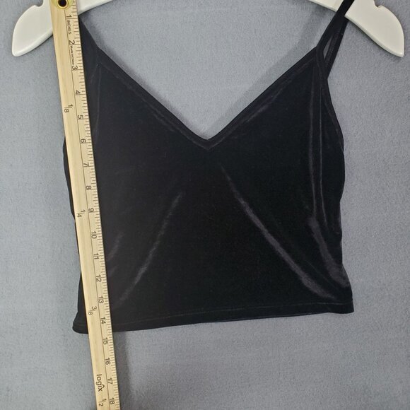 JOHN GALT Womens Crop Tank Top OS Black Velvet Italy V-Neck Goth Witch Punk Sexy - Picture 3 of 8